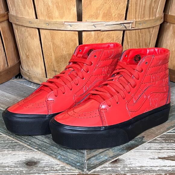 Vans Sk8-Hi Platform 2 David Bowie Ziggy Stardust Red Patent Sneaker Womens 6.5 - Picture 4 of 12